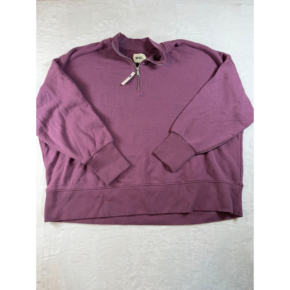 Madewell MWL Purple Quarter Zip Sweatshirt French Terry Mock Neck XXL NB264